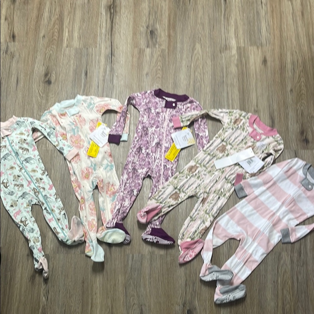 Burt's Bees Kids Footies - Pink, Purple, Green, Cream